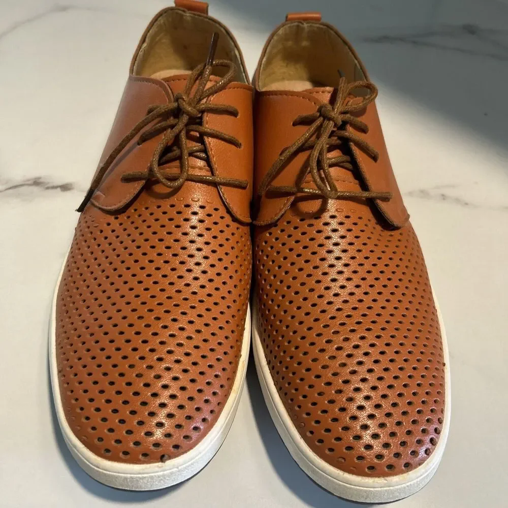 merkmak size 9 Mens Leather Oxford Shoes W/‎ Breathing Holes